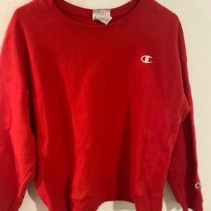 Champion Red Cropped Crew Neck Size XL